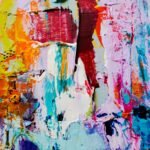 red blue and yellow abstract painting