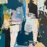 blue white and yellow abstract painting