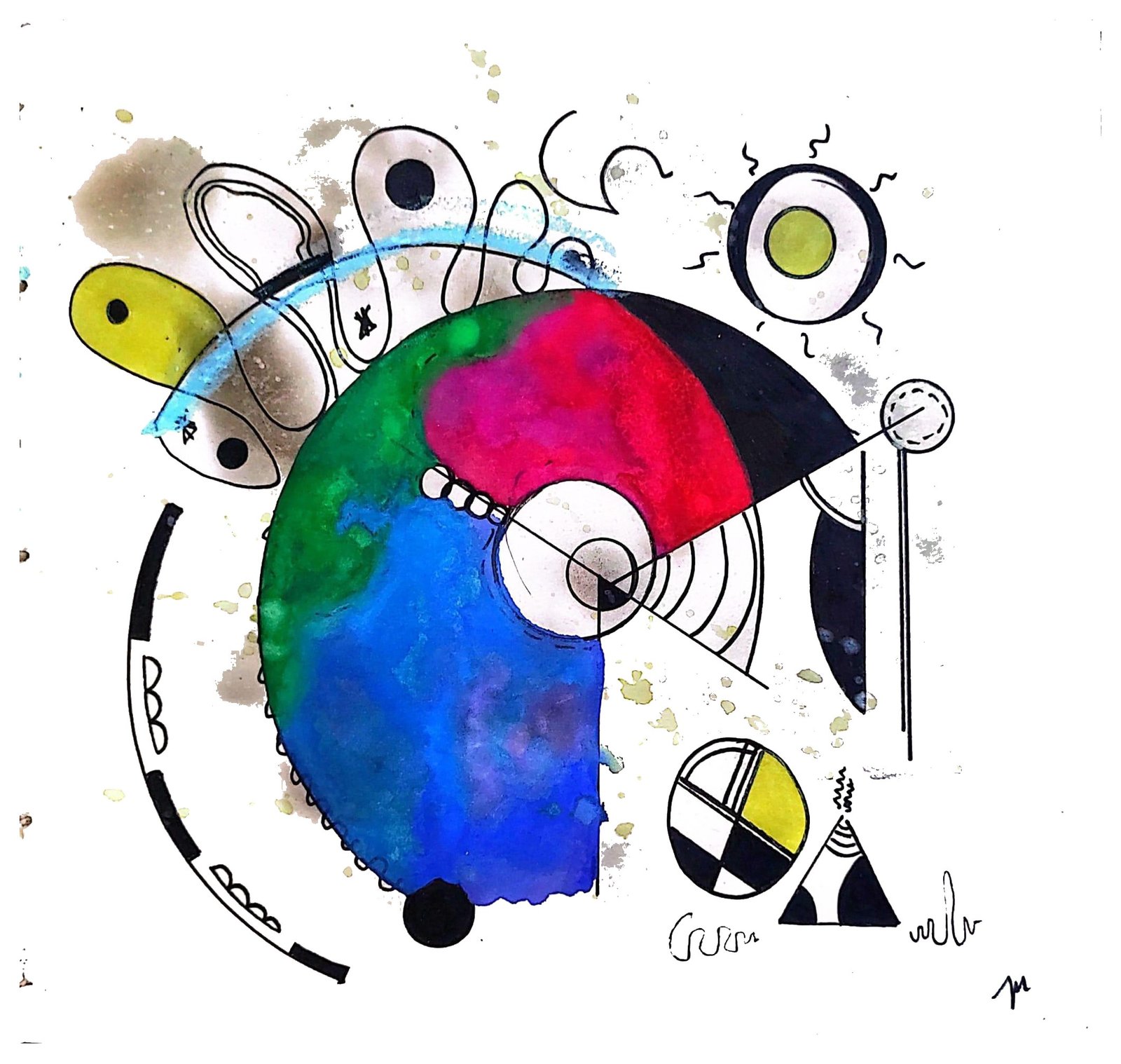 Obra “Reconsiderando”, técnica mixta de Juan Miguel Benito sobre fondo blanco