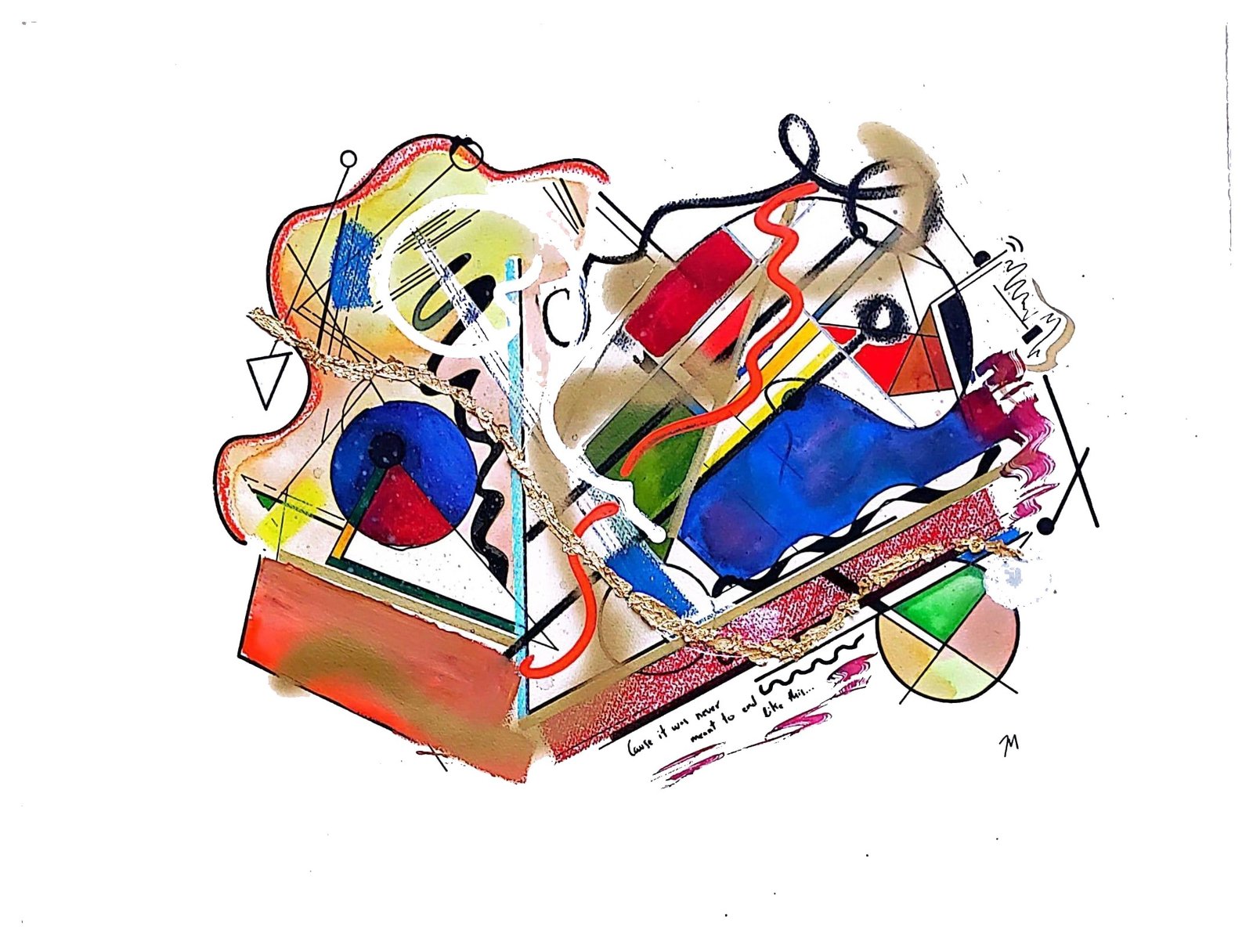 Obra “Amor impermanente”, técnica mixta de Juan Miguel Benito sobre fondo blanco