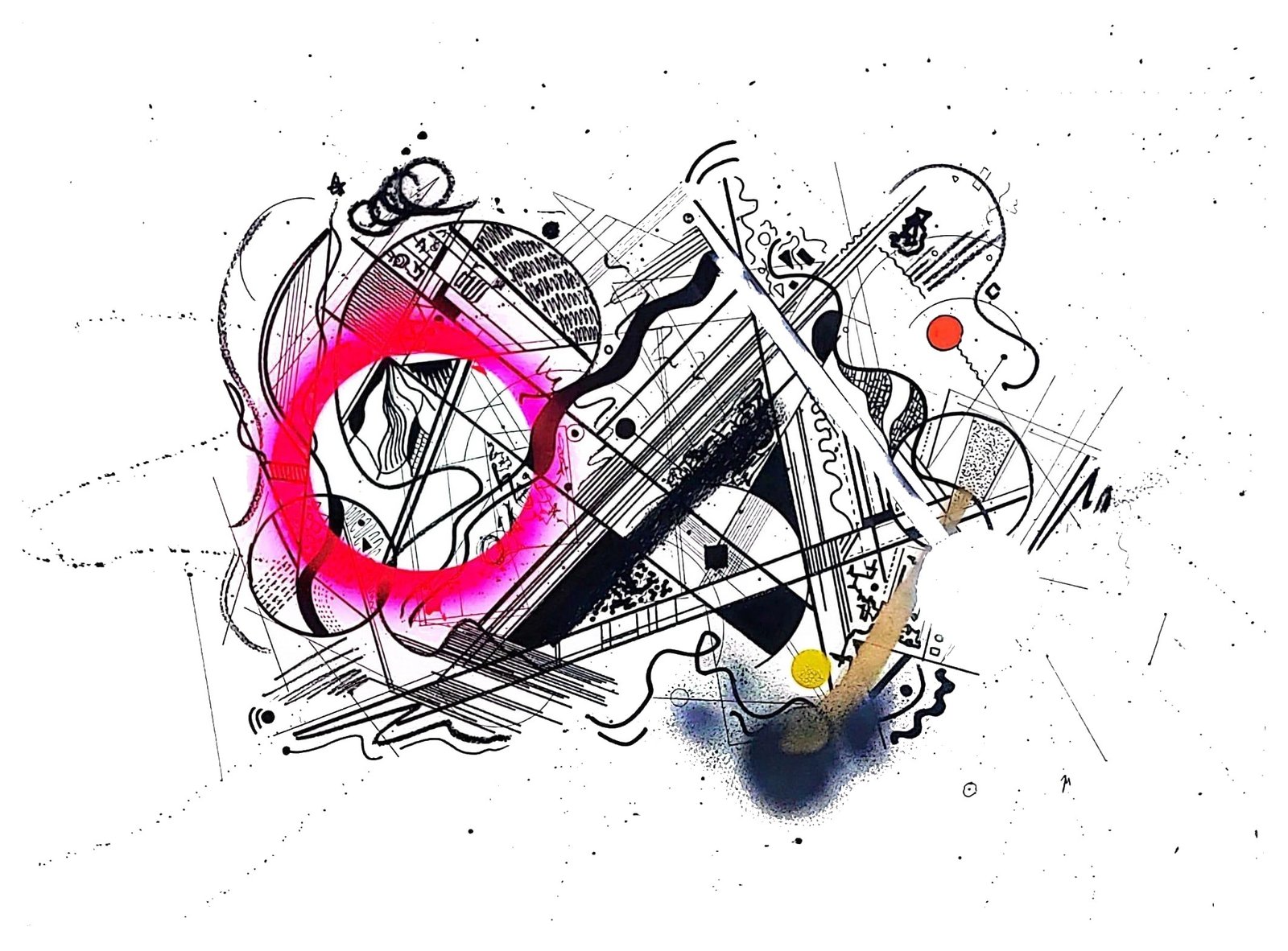 Obra “En iteración constante”, técnica mixta de Juan Miguel Benito sobre fondo blanco